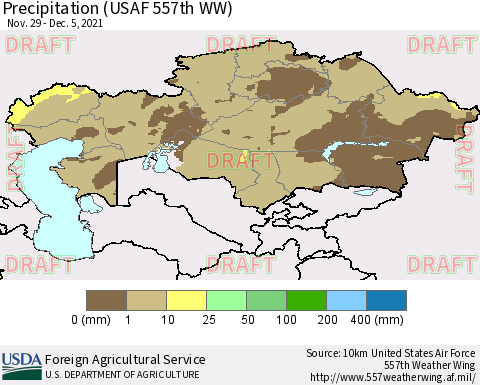 Kazakhstan Precipitation (USAF 557th WW) Thematic Map For 11/29/2021 - 12/5/2021