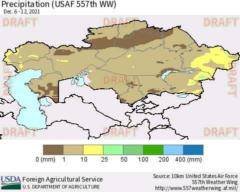 Kazakhstan Precipitation (USAF 557th WW) Thematic Map For 12/6/2021 - 12/12/2021
