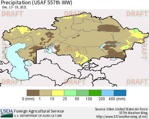 Kazakhstan Precipitation (USAF 557th WW) Thematic Map For 12/13/2021 - 12/19/2021