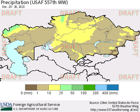 Kazakhstan Precipitation (USAF 557th WW) Thematic Map For 12/20/2021 - 12/26/2021