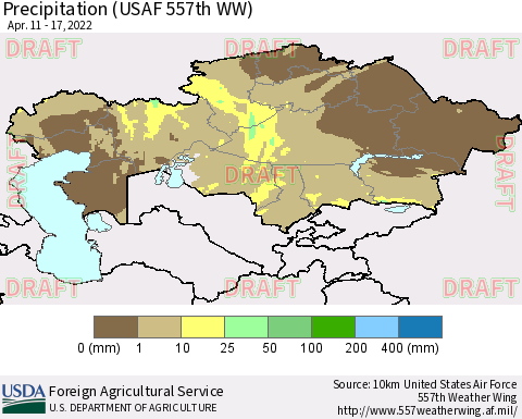 Kazakhstan Precipitation (USAF 557th WW) Thematic Map For 4/11/2022 - 4/17/2022