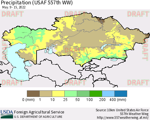 Kazakhstan Precipitation (USAF 557th WW) Thematic Map For 5/9/2022 - 5/15/2022