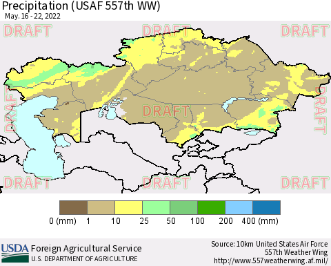 Kazakhstan Precipitation (USAF 557th WW) Thematic Map For 5/16/2022 - 5/22/2022