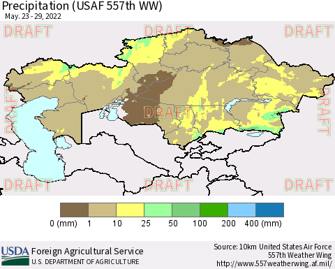 Kazakhstan Precipitation (USAF 557th WW) Thematic Map For 5/23/2022 - 5/29/2022