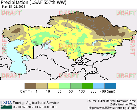 Kazakhstan Precipitation (USAF 557th WW) Thematic Map For 5/15/2023 - 5/21/2023