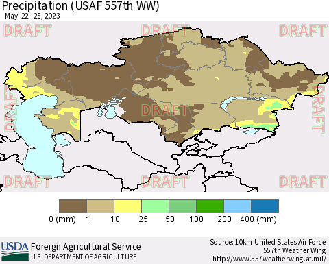 Kazakhstan Precipitation (USAF 557th WW) Thematic Map For 5/22/2023 - 5/28/2023