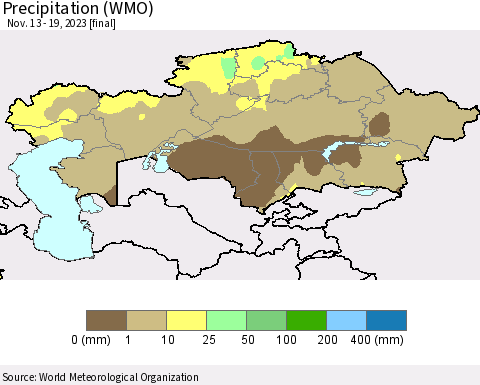 Kazakhstan Precipitation (WMO) Thematic Map For 11/13/2023 - 11/19/2023
