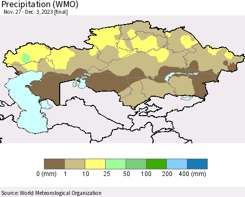 Kazakhstan Precipitation (WMO) Thematic Map For 11/27/2023 - 12/3/2023