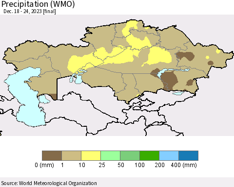 Kazakhstan Precipitation (WMO) Thematic Map For 12/18/2023 - 12/24/2023