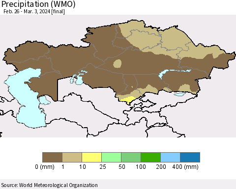 Kazakhstan Precipitation (WMO) Thematic Map For 2/26/2024 - 3/3/2024