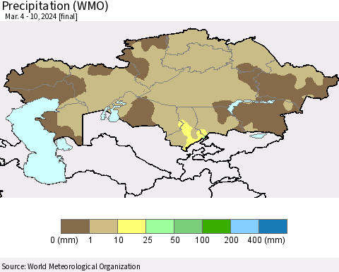Kazakhstan Precipitation (WMO) Thematic Map For 3/4/2024 - 3/10/2024