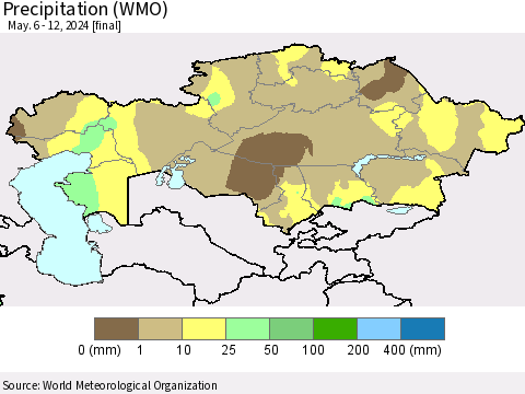 Kazakhstan Precipitation (WMO) Thematic Map For 5/6/2024 - 5/12/2024