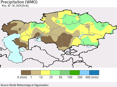 Kazakhstan Precipitation (WMO) Thematic Map For 5/20/2024 - 5/26/2024