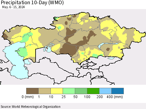 Kazakhstan Precipitation 10-Day (WMO) Thematic Map For 5/6/2024 - 5/15/2024
