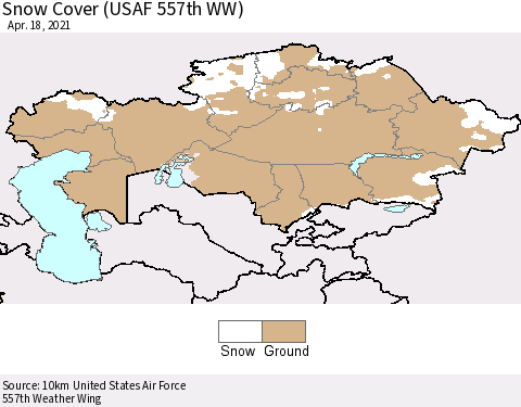 Kazakhstan Snow Cover (USAF 557th WW) Thematic Map For 4/12/2021 - 4/18/2021