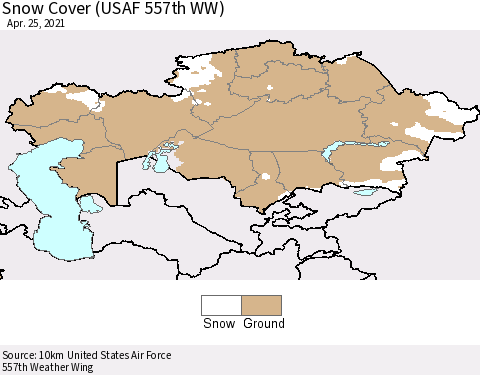Kazakhstan Snow Cover (USAF 557th WW) Thematic Map For 4/19/2021 - 4/25/2021