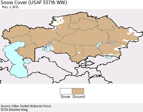 Kazakhstan Snow Cover (USAF 557th WW) Thematic Map For 4/26/2021 - 5/2/2021