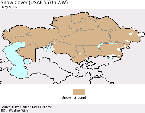 Kazakhstan Snow Cover (USAF 557th WW) Thematic Map For 5/3/2021 - 5/9/2021