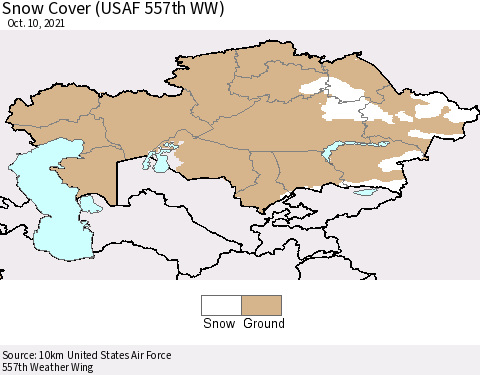 Kazakhstan Snow Cover (USAF 557th WW) Thematic Map For 10/4/2021 - 10/10/2021