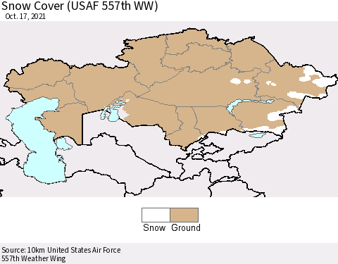 Kazakhstan Snow Cover (USAF 557th WW) Thematic Map For 10/11/2021 - 10/17/2021