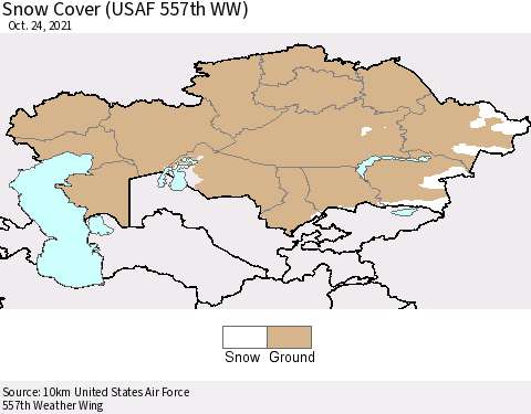 Kazakhstan Snow Cover (USAF 557th WW) Thematic Map For 10/18/2021 - 10/24/2021