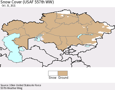 Kazakhstan Snow Cover (USAF 557th WW) Thematic Map For 10/25/2021 - 10/31/2021