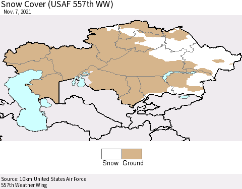 Kazakhstan Snow Cover (USAF 557th WW) Thematic Map For 11/1/2021 - 11/7/2021