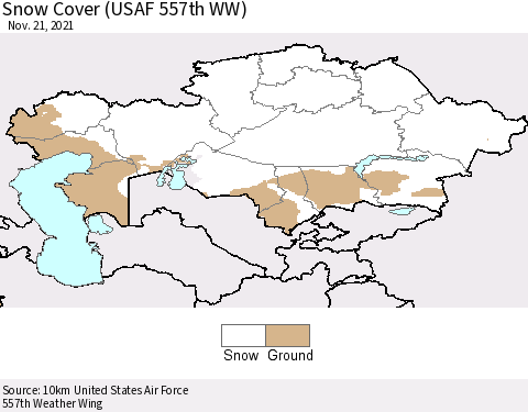Kazakhstan Snow Cover (USAF 557th WW) Thematic Map For 11/15/2021 - 11/21/2021