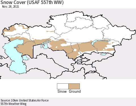 Kazakhstan Snow Cover (USAF 557th WW) Thematic Map For 11/22/2021 - 11/28/2021