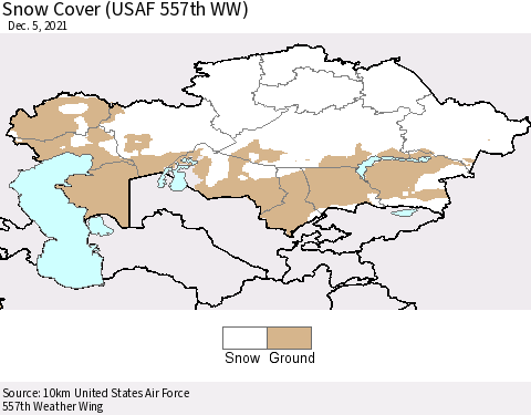 Kazakhstan Snow Cover (USAF 557th WW) Thematic Map For 11/29/2021 - 12/5/2021