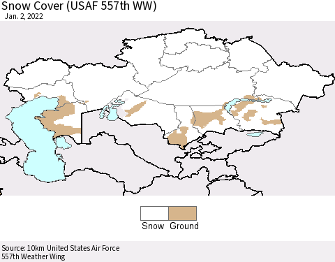 Kazakhstan Snow Cover (USAF 557th WW) Thematic Map For 12/27/2021 - 1/2/2022