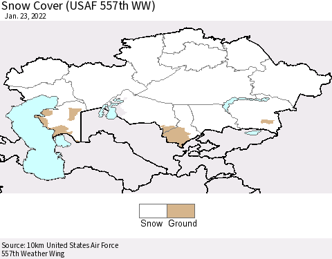 Kazakhstan Snow Cover (USAF 557th WW) Thematic Map For 1/17/2022 - 1/23/2022