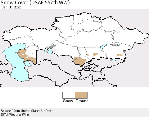 Kazakhstan Snow Cover (USAF 557th WW) Thematic Map For 1/24/2022 - 1/30/2022