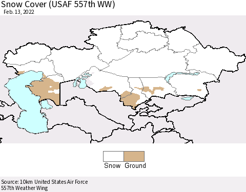 Kazakhstan Snow Cover (USAF 557th WW) Thematic Map For 2/7/2022 - 2/13/2022