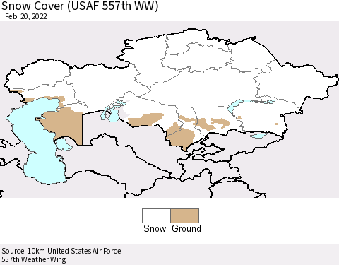 Kazakhstan Snow Cover (USAF 557th WW) Thematic Map For 2/14/2022 - 2/20/2022