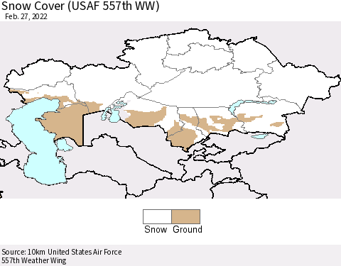 Kazakhstan Snow Cover (USAF 557th WW) Thematic Map For 2/21/2022 - 2/27/2022