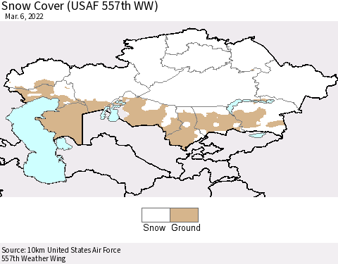 Kazakhstan Snow Cover (USAF 557th WW) Thematic Map For 2/28/2022 - 3/6/2022
