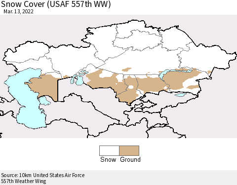 Kazakhstan Snow Cover (USAF 557th WW) Thematic Map For 3/7/2022 - 3/13/2022