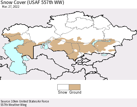 Kazakhstan Snow Cover (USAF 557th WW) Thematic Map For 3/21/2022 - 3/27/2022