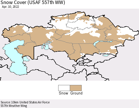 Kazakhstan Snow Cover (USAF 557th WW) Thematic Map For 4/4/2022 - 4/10/2022