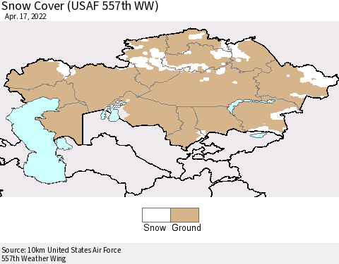 Kazakhstan Snow Cover (USAF 557th WW) Thematic Map For 4/11/2022 - 4/17/2022