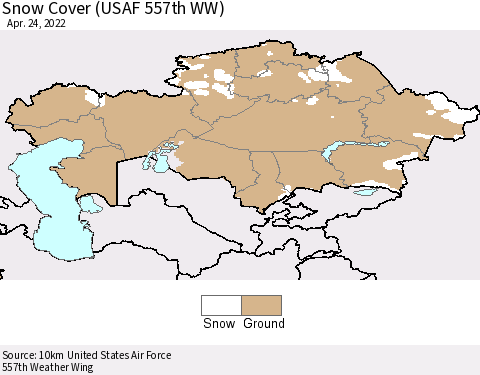 Kazakhstan Snow Cover (USAF 557th WW) Thematic Map For 4/18/2022 - 4/24/2022