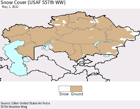 Kazakhstan Snow Cover (USAF 557th WW) Thematic Map For 4/25/2022 - 5/1/2022