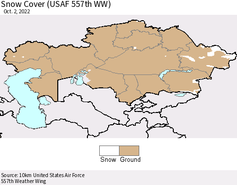 Kazakhstan Snow Cover (USAF 557th WW) Thematic Map For 9/26/2022 - 10/2/2022