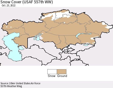 Kazakhstan Snow Cover (USAF 557th WW) Thematic Map For 10/17/2022 - 10/23/2022