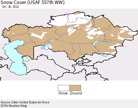 Kazakhstan Snow Cover (USAF 557th WW) Thematic Map For 10/24/2022 - 10/30/2022