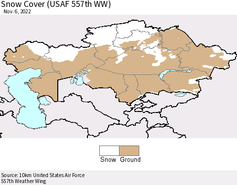Kazakhstan Snow Cover (USAF 557th WW) Thematic Map For 10/31/2022 - 11/6/2022