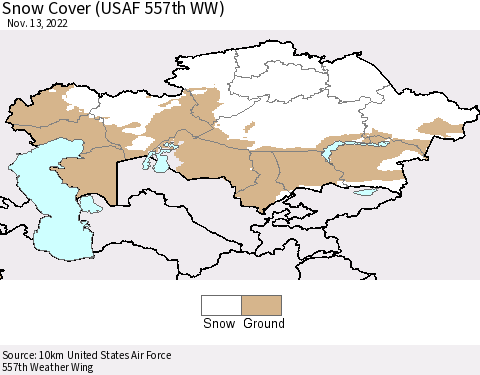 Kazakhstan Snow Cover (USAF 557th WW) Thematic Map For 11/7/2022 - 11/13/2022