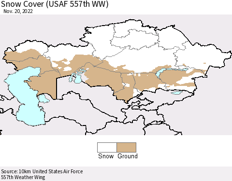 Kazakhstan Snow Cover (USAF 557th WW) Thematic Map For 11/14/2022 - 11/20/2022