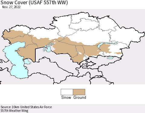 Kazakhstan Snow Cover (USAF 557th WW) Thematic Map For 11/21/2022 - 11/27/2022